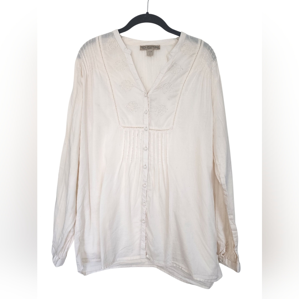 NINE WEST Vintage America Collection white button-down shirt, size L